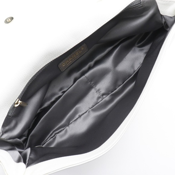 CHANEL Chain Shoulder Bag Coco Mark Double 6041 Lambskin White ChainShoulder - Picture 5 of 10